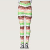 Boho Brown, Burgundy, Green en Mauve Whimsical Leggings (Voorkant)