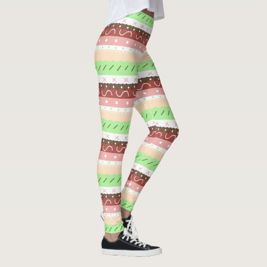 Boho Brown, Burgundy, Green en Mauve Whimsical Leggings (Rechts)