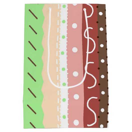 Boho Brown, Burgundy, Green en Mauve Whimsical Medium Cadeauzakje (Achterkant)