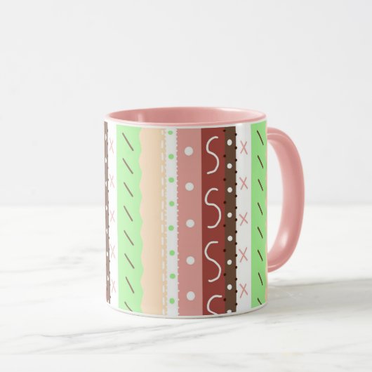 Boho Brown, Burgundy, Green en Mauve Whimsical Mok (Voorkant rechts)