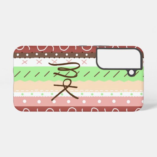 Boho Brown, Burgundy, Green en Mauve Whimsical Samsung Galaxy Hoesje (Achterkant horizontaal)