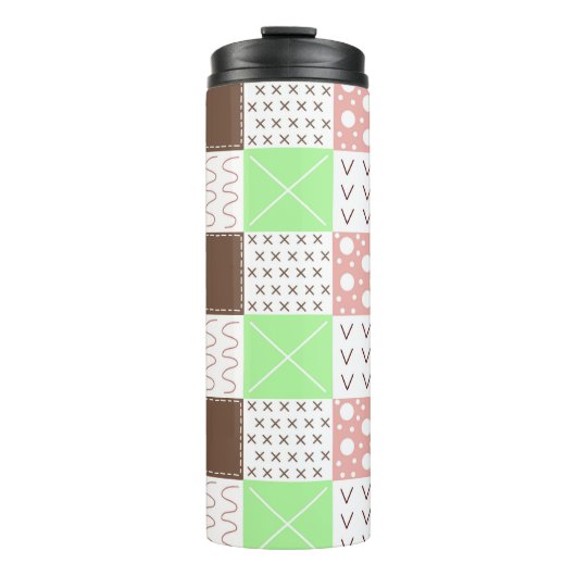 Boho Brown, Burgundy, Green en Mauve Whimsical Thermosbeker (Voorkant)