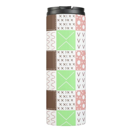 Boho Brown, Burgundy, Green en Mauve Whimsical Thermosbeker (Achterkant)