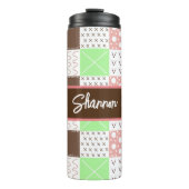 Boho Brown, Burgundy, Green en Mauve Whimsical Thermosbeker (Voorkant)