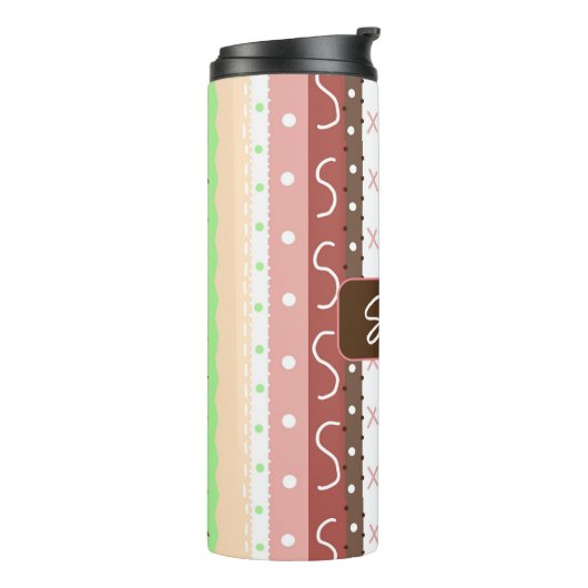 Boho Brown, Burgundy, Green en Mauve Whimsical Thermosbeker (Gedraaid links)