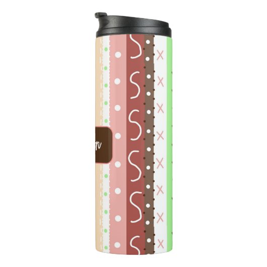 Boho Brown, Burgundy, Green en Mauve Whimsical Thermosbeker (Geroteerd rechts)