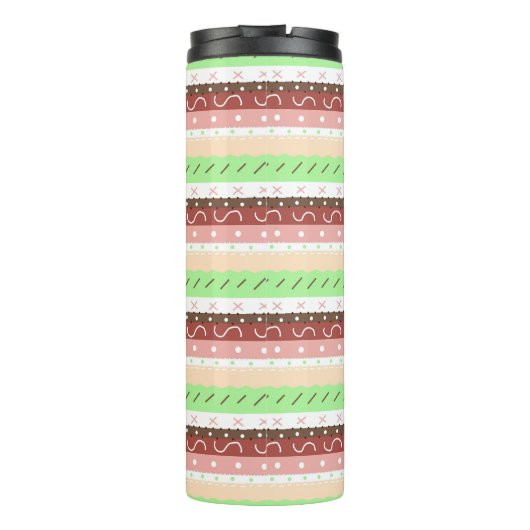 Boho Brown, Burgundy, Green en Mauve Whimsical Thermosbeker (Achterkant)