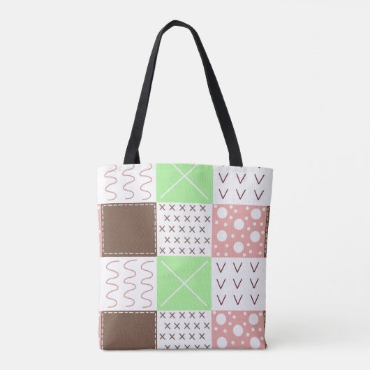 Boho Brown, Burgundy, Green en Mauve Whimsical Tote Bag (Achterkant)