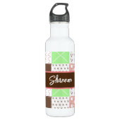 Boho Brown, Burgundy, Green en Mauve Whimsical Waterfles (Voorkant)