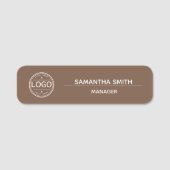 Boho Brown Business Logo Employee Naamplaatje (Voorkant)