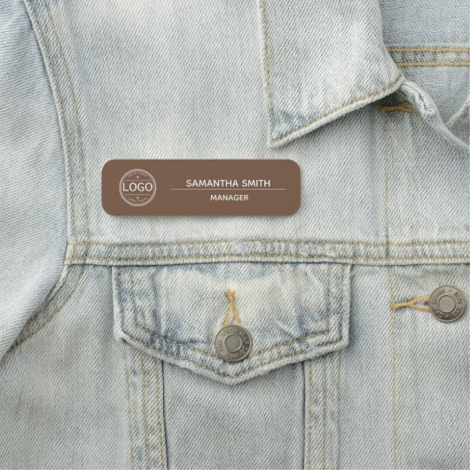 Boho Brown Business Logo Employee Naamplaatje (In situ)