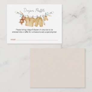 Boho Brown Clothesline Baby shower Luier Raffle Informatiekaartje