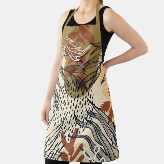 Boho Brown en Cream Leaves Schort (Insitu)