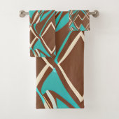 Boho Brown en Turquoise Geometric Shapes Pattern Bad Handdoek (Insitu)