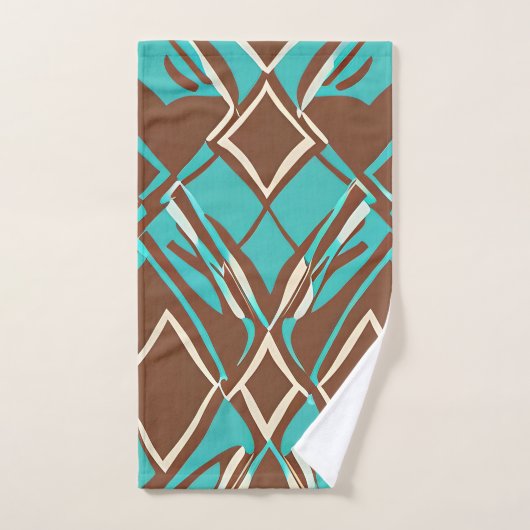 Boho Brown en Turquoise Geometric Shapes Pattern Bad Handdoek (Handdoek)