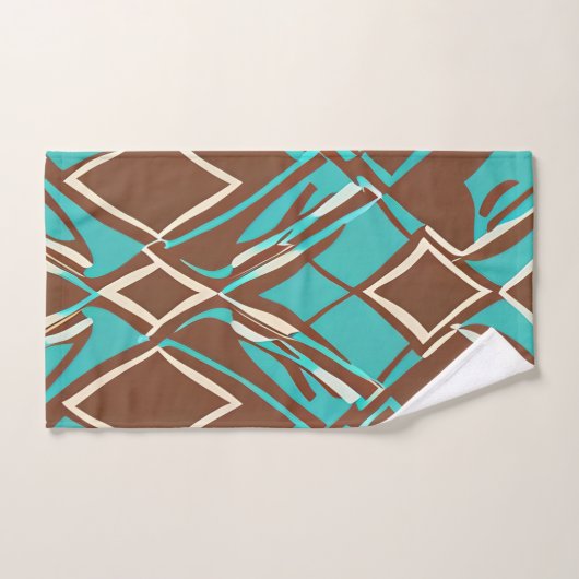 Boho Brown en Turquoise Geometric Shapes Pattern Bad Handdoek (Handdoek)
