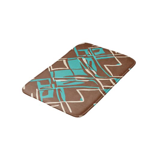 Boho Brown en Turquoise Geometric Shapes Pattern Badmat (Gekanteld)