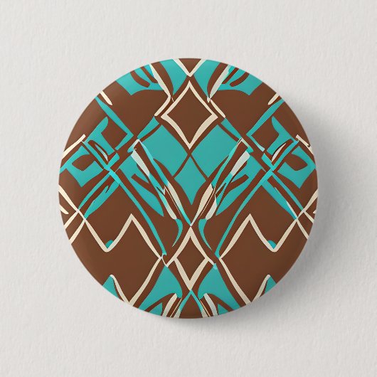 Boho Brown en Turquoise Geometric Shapes Pattern Ronde Button 5,7 Cm (Voorkant)