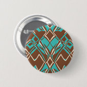 Boho Brown en Turquoise Geometric Shapes Pattern Ronde Button 5,7 Cm (Voorkant /achterkant)