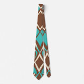 Boho Brown en Turquoise Geometric Shapes Pattern Stropdas (Voorkant)