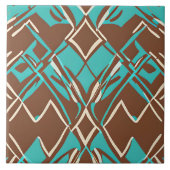 Boho Brown en Turquoise Geometric Shapes Pattern Tegeltje (Voorkant)