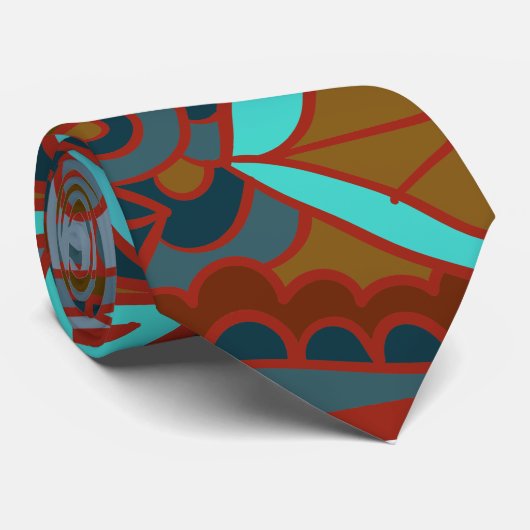 Boho, Brown en Turquoise Stropdas (Opgerold)