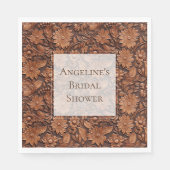 Boho Brown Faux Leather Floral Vrijgezellenfeest Servet (Voorkant)