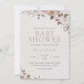 Boho Brown Floral Baby shower Kaart (Voorkant)