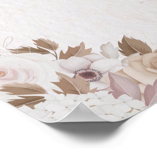 Boho Brown Floral Baby shower Poster (Hoek)