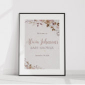 Boho Brown Floral Baby shower Poster
