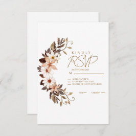 Boho Brown Floral  RSVP Kaartje