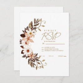 Boho Brown Floral  RSVP Kaartje