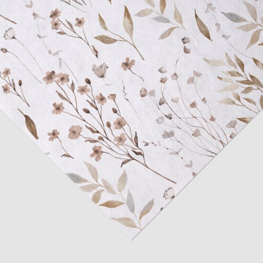 Boho Brown gedroogde bloemen en bladeren Tissuepapier (Detail)