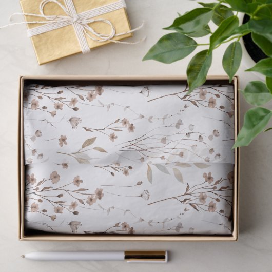 Boho Brown gedroogde bloemen en bladeren Tissuepapier (Geschenk)