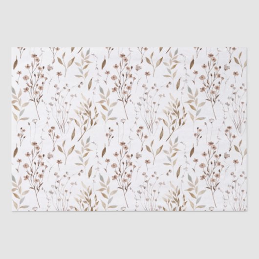 Boho Brown gedroogde bloemen en bladeren Tissuepapier (Voorkant)