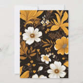 Boho Brown Gold Floral Autumn Wedding Kaart (Achterkant)