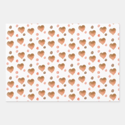 Boho Brown, Mauve, Pink Hearts en Polka Dots Inpakpapier Vel (Voorkant)