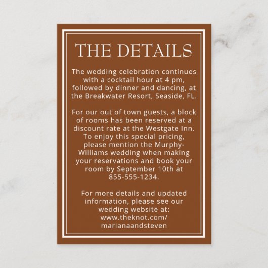 Boho Brown Modern Border Minimalist Informatiekaartje (Voorkant)