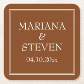 Boho Brown Modern Border Minimalist Kartonnen Onderzetters (Voorkant)