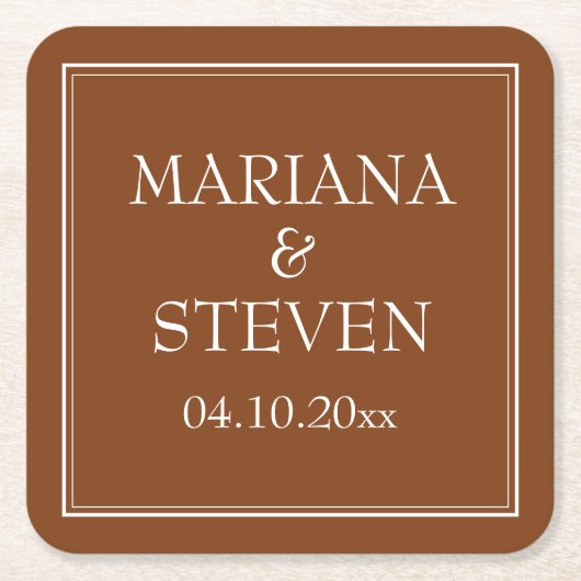 Boho Brown Modern Border Minimalist Kartonnen Onderzetters (Voorkant)