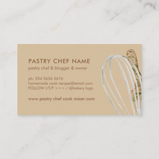 Boho Brown Modern Pastry Chef Catering Cake Maker Visitekaartje (Achterkant)