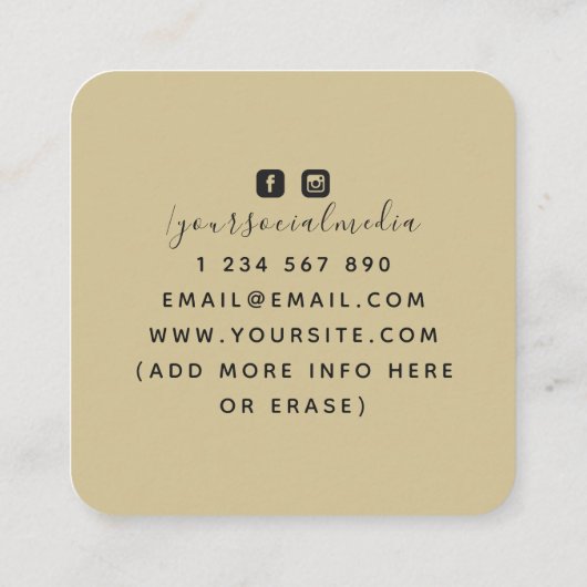 Boho Brown Moon Phases Lunar Spirituele Coach Beig Vierkante Visitekaartje (Achterkant)