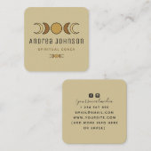 Boho Brown Moon Phases Lunar Spirituele Coach Beig Vierkante Visitekaartje (Voorkant / Achterkant)