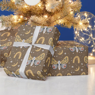 Boho Brown Moth Cadeaupapier