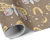 Boho Brown Moth Cadeaupapier (Rol Hoek)