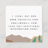 Boho Brown Mountains Moon Pastel Bohemian Abstract Vierkante Visitekaartje (Achterkant)