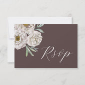 Boho Brown & Off White Watercolor Floral RSVP (Voorkant)