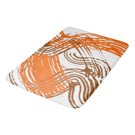 Boho Brown, Oranje abstract design Badmat (Gekanteld)