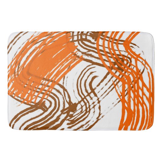 Boho Brown, Oranje abstract design Badmat (Voorkant)