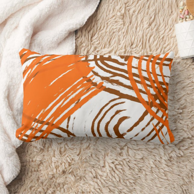 Boho Brown, Oranje abstract design Kussen (Deken)
